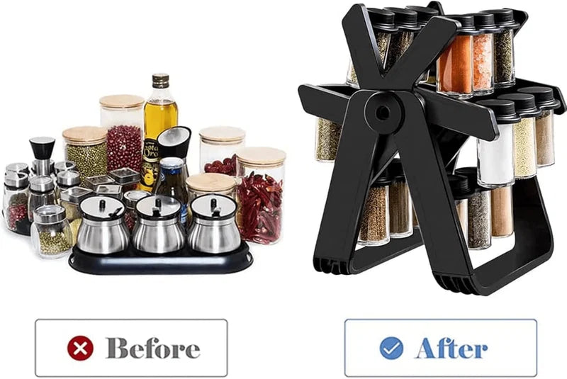 360° Rotating Spice Rack Organizer – 18 Jar Set