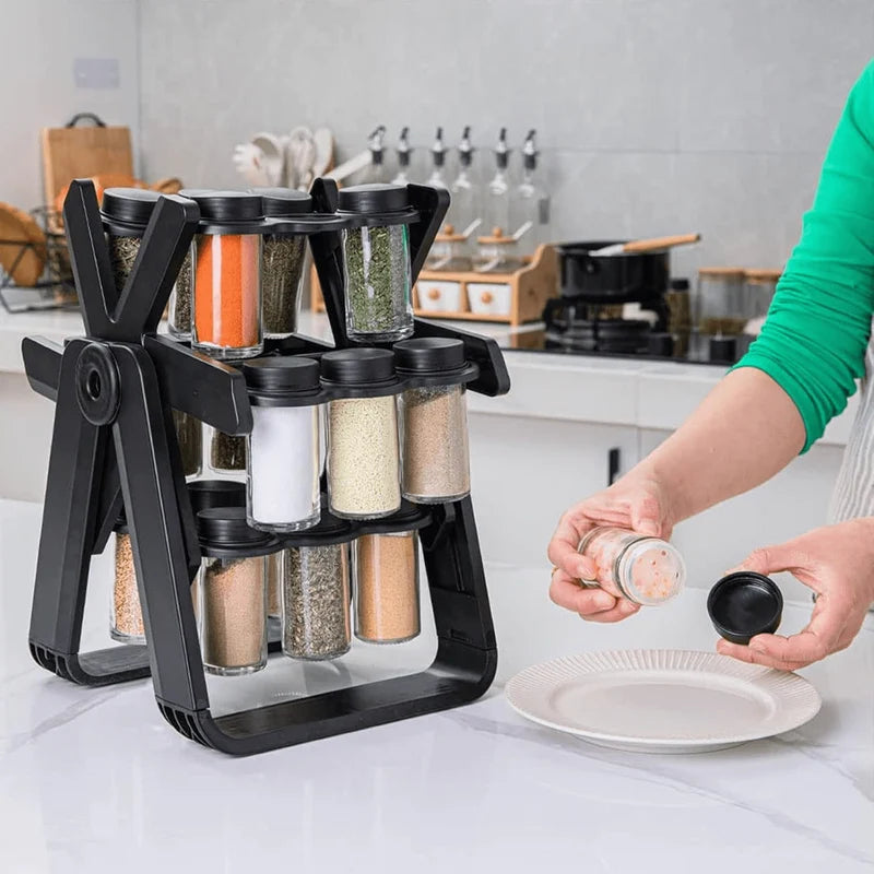 360° Rotating Spice Rack Organizer – 18 Jar Set