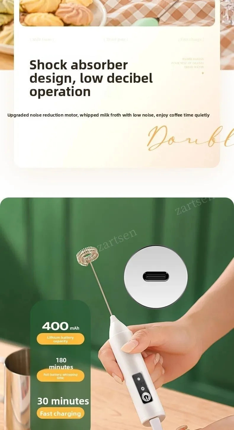 Electric Milk Frother, Rechargeable Handheld Whisk