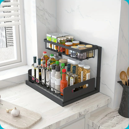 2-Tier Pull-Out Under Sink Organizer – Slide-Out Cabinet Storage Shelf