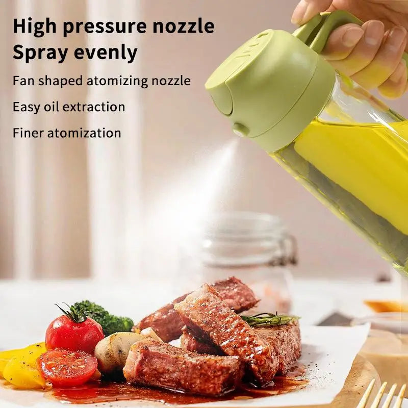 2-in-1 Olive Oil Dispenser & Sprayer, 470ml Glass