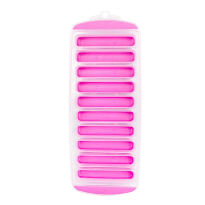 Silicone Ice Cube Tray with Lid – 10-Hole Long Strip Ice Mold