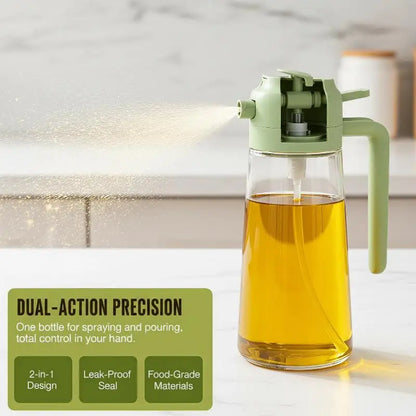 2-in-1 Olive Oil Dispenser & Sprayer, 470ml Glass