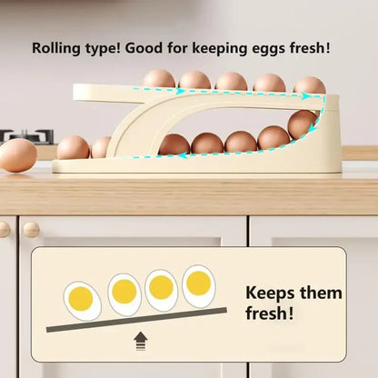 Double-Layer Rolling Egg Holder – Space-Saving Automatic Egg Dispenser for Refrigerator
