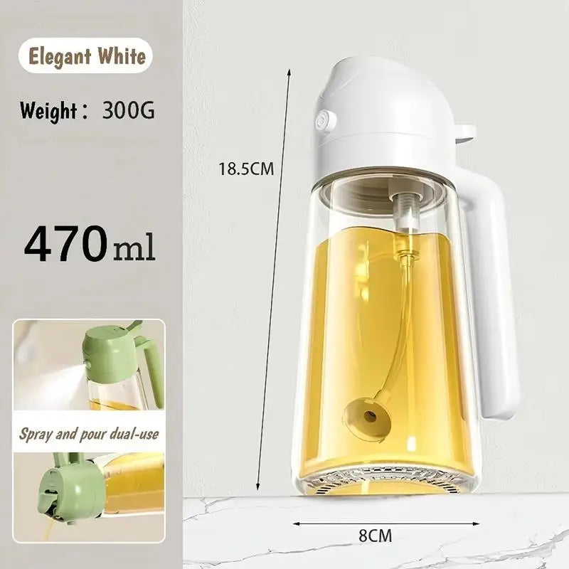 2-in-1 Olive Oil Dispenser & Sprayer, 470ml Glass