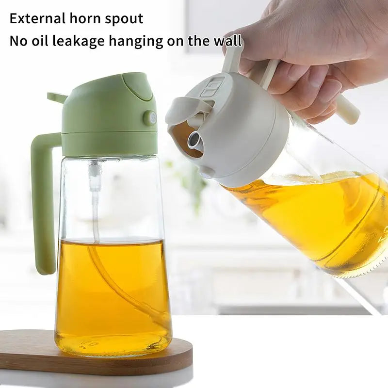 2-in-1 Olive Oil Dispenser & Sprayer, 470ml Glass