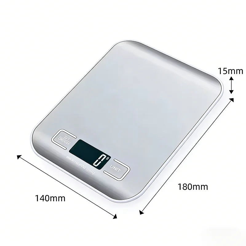 Stainless Steel Food Scale with LED Display, 1g Accuracy