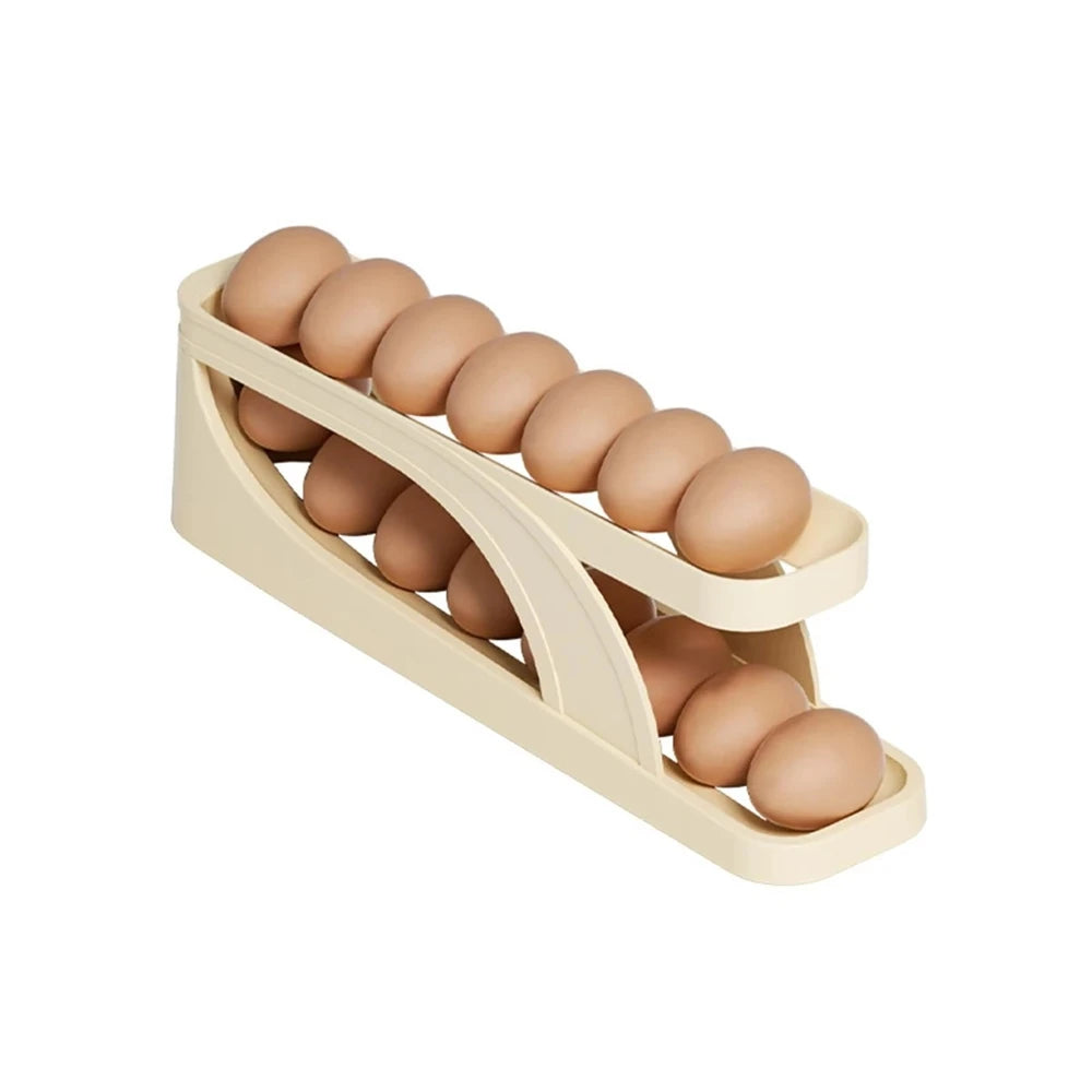 Double-Layer Rolling Egg Holder – Space-Saving Automatic Egg Dispenser for Refrigerator