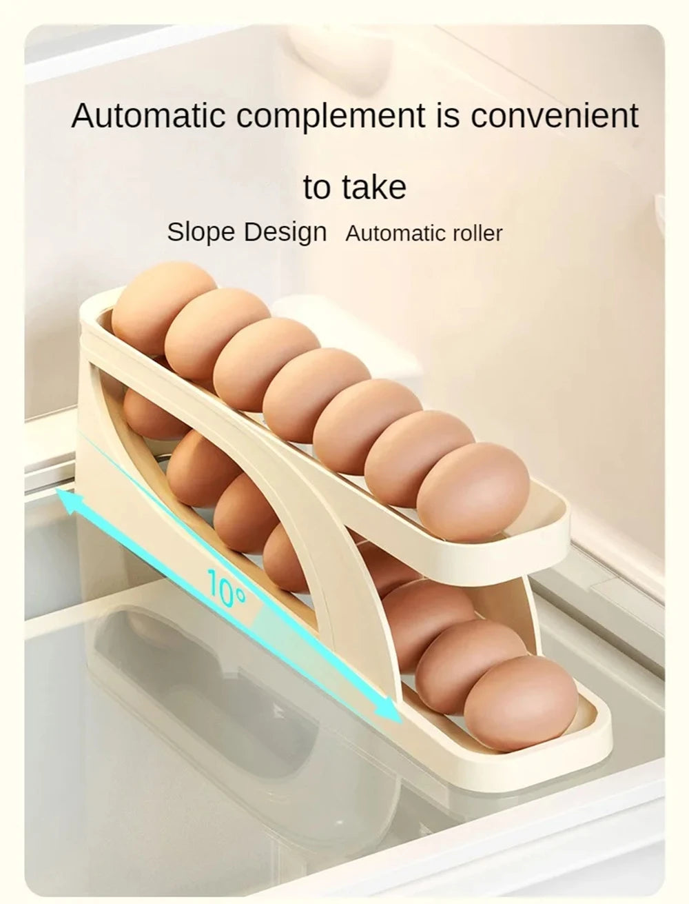 Double-Layer Rolling Egg Holder – Space-Saving Automatic Egg Dispenser for Refrigerator