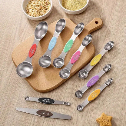 Stainless Steel Measuring Spoons – 9-Piece Magnetic Set with Scale