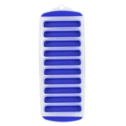 Silicone Ice Cube Tray with Lid – 10-Hole Long Strip Ice Mold