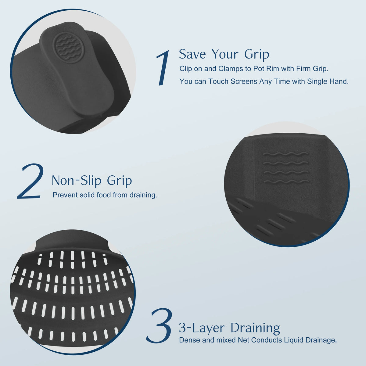 Silicone Clip-On Strainer – Adjustable Pot & Pan Strainer