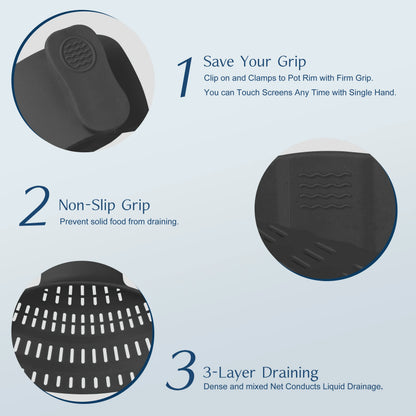 Silicone Clip-On Strainer – Adjustable Pot & Pan Strainer