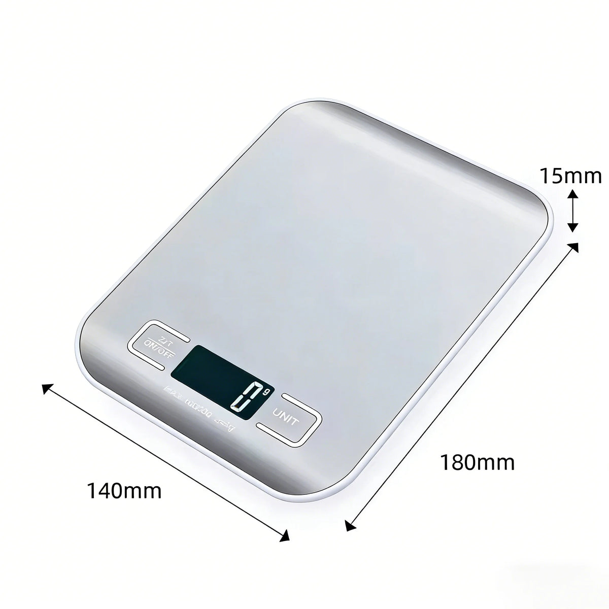 Stainless Steel Food Scale with LED Display, 1g Accuracy