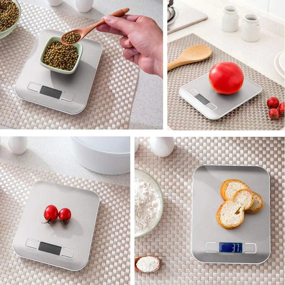 Stainless Steel Food Scale with LED Display, 1g Accuracy
