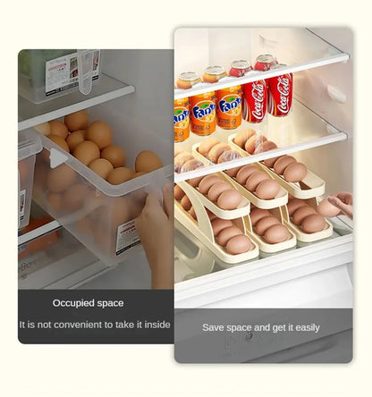 Double-Layer Rolling Egg Holder – Space-Saving Automatic Egg Dispenser for Refrigerator