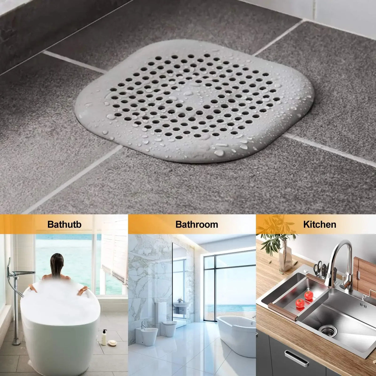 Silicone Drain Stopper with Hair Catcher – Kitchen & Bathroom