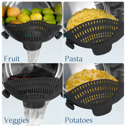 Silicone Clip-On Strainer – Adjustable Pot & Pan Strainer