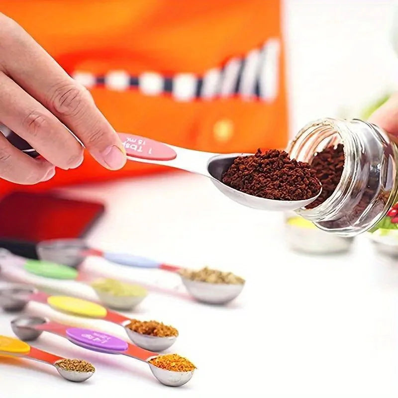 Stainless Steel Measuring Spoons – 9-Piece Magnetic Set with Scale
