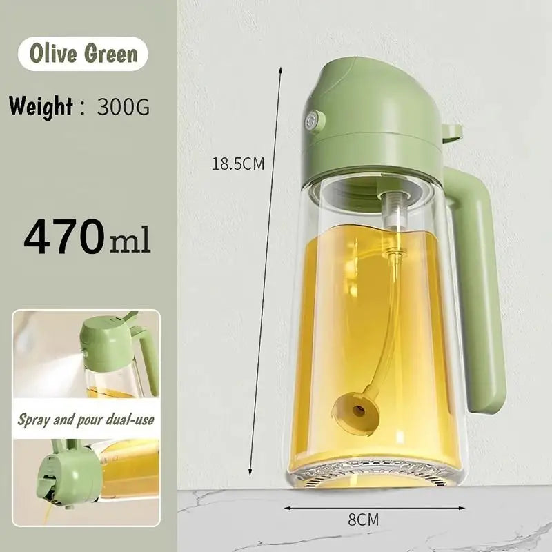 2-in-1 Olive Oil Dispenser & Sprayer, 470ml Glass
