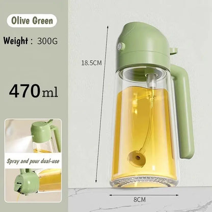 2-in-1 Olive Oil Dispenser & Sprayer, 470ml Glass