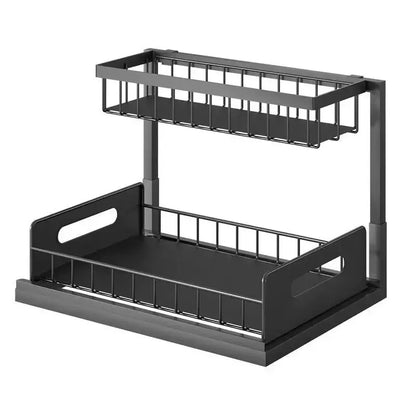 2-Tier Pull-Out Under Sink Organizer – Slide-Out Cabinet Storage Shelf