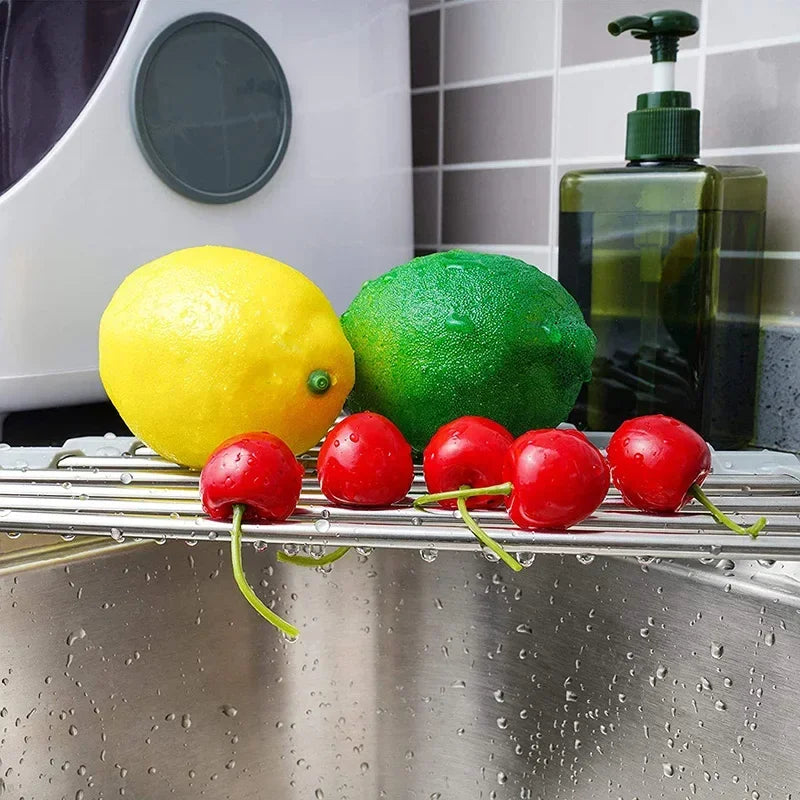 Roll-Up Triangle Dish Drying Rack – Stainless Steel Sink Corner Organizer