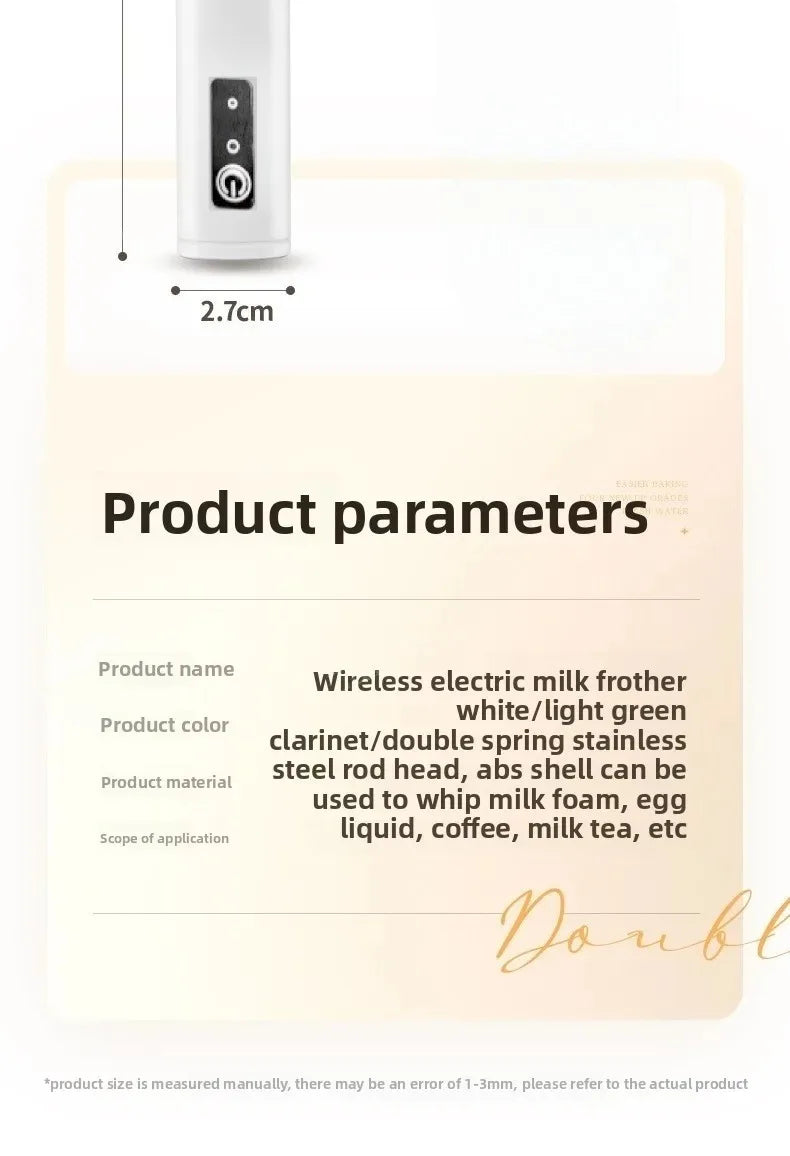 Electric Milk Frother, Rechargeable Handheld Whisk