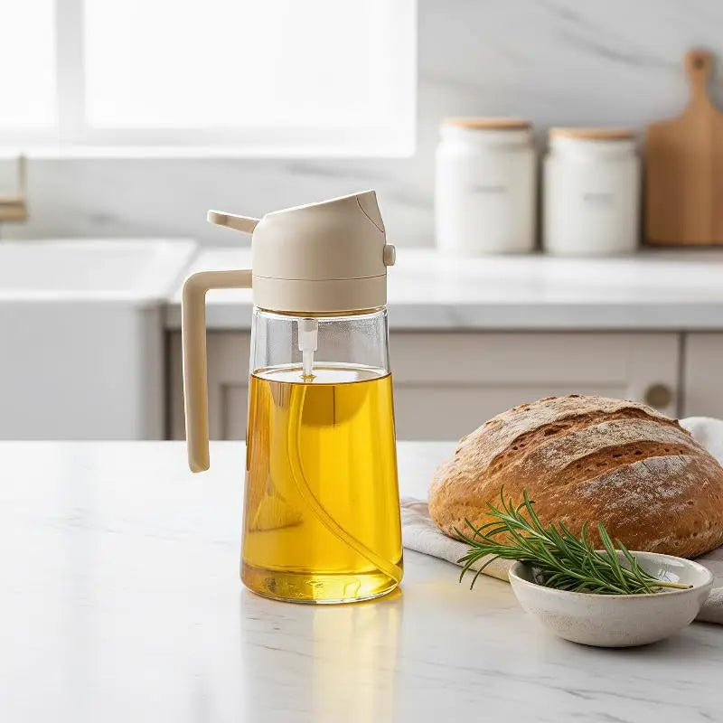 2-in-1 Olive Oil Dispenser & Sprayer, 470ml Glass