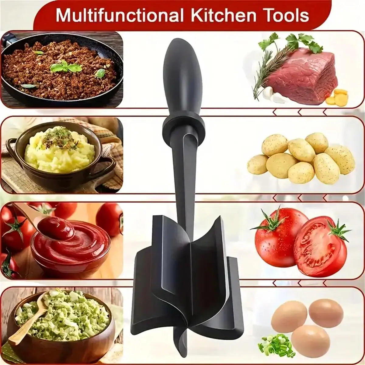 Meat Masher – Heat-Resistant Ground Beef & Hamburger Chopper