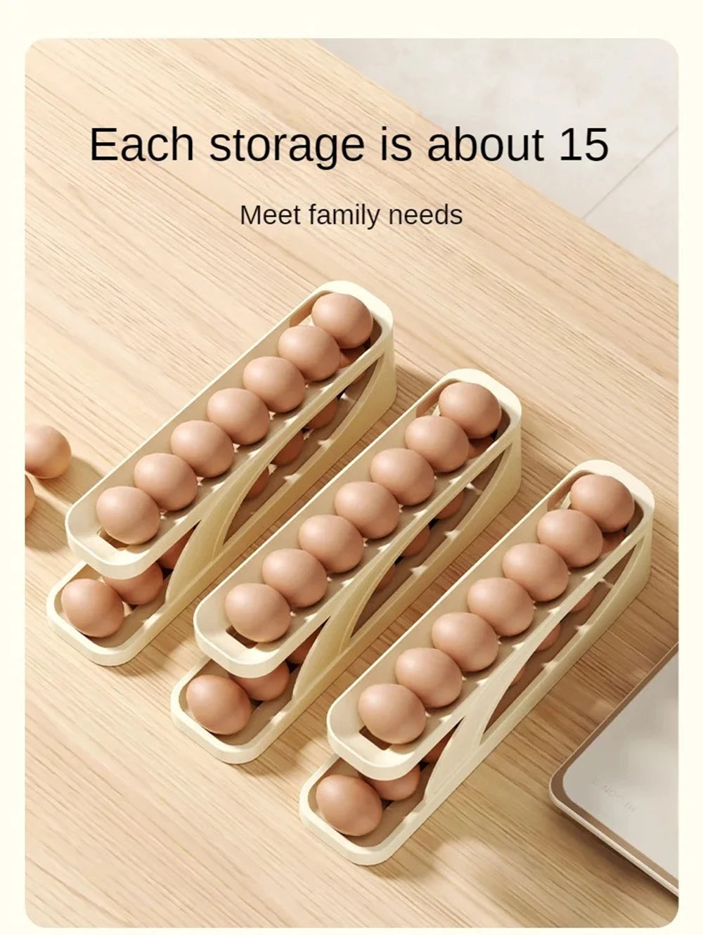 Double-Layer Rolling Egg Holder – Space-Saving Automatic Egg Dispenser for Refrigerator