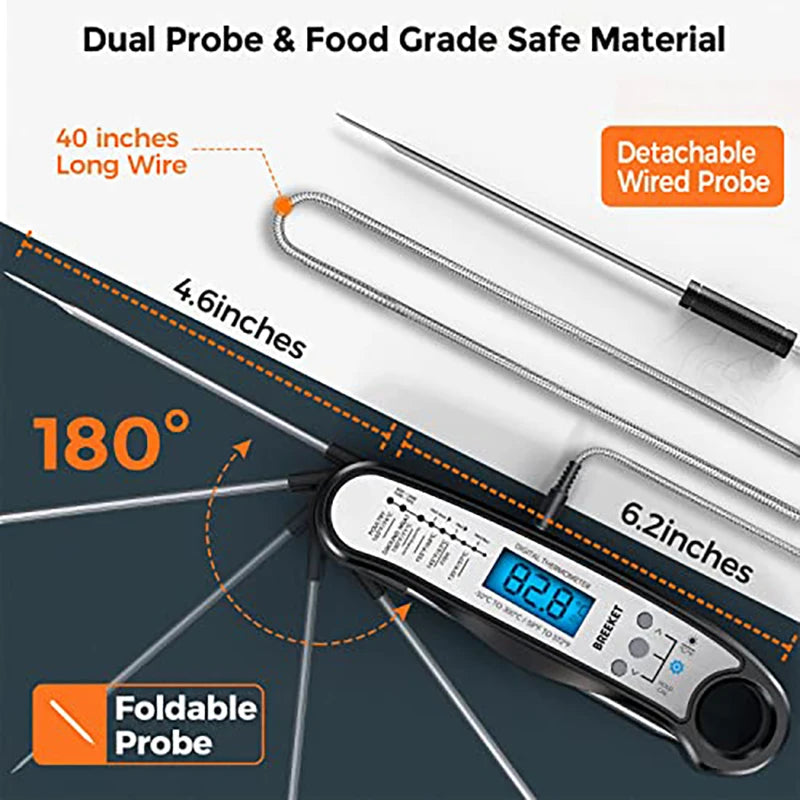 Dual Probe Digital Meat Thermometer with Backlight