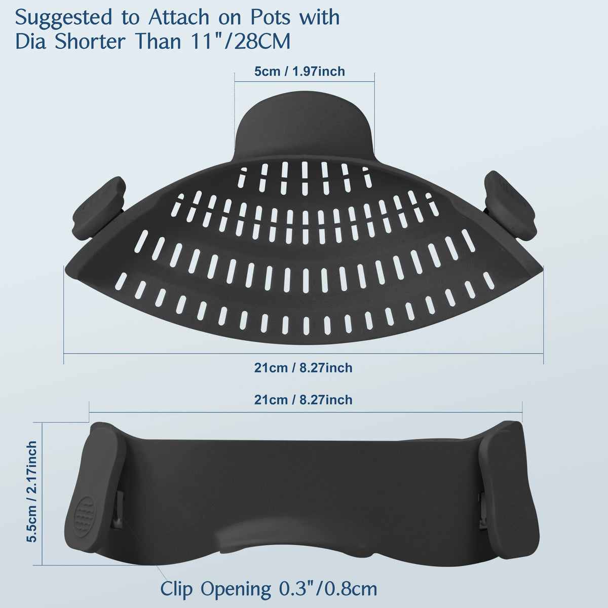 Silicone Clip-On Strainer – Adjustable Pot & Pan Strainer