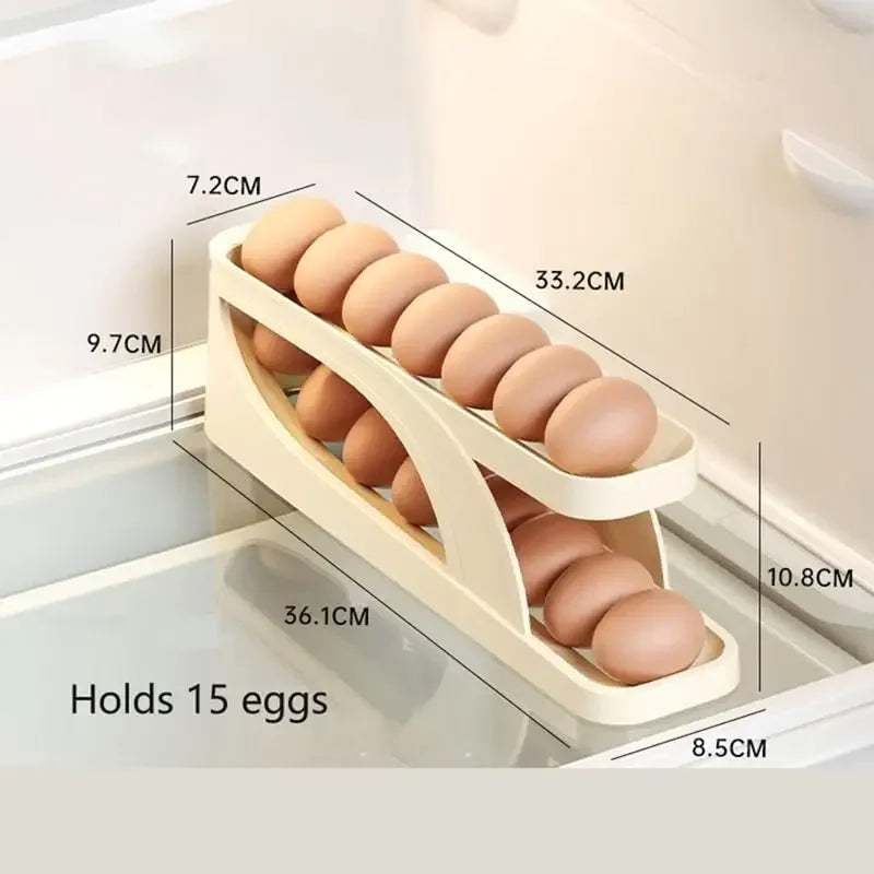 Double-Layer Rolling Egg Holder – Space-Saving Automatic Egg Dispenser for Refrigerator
