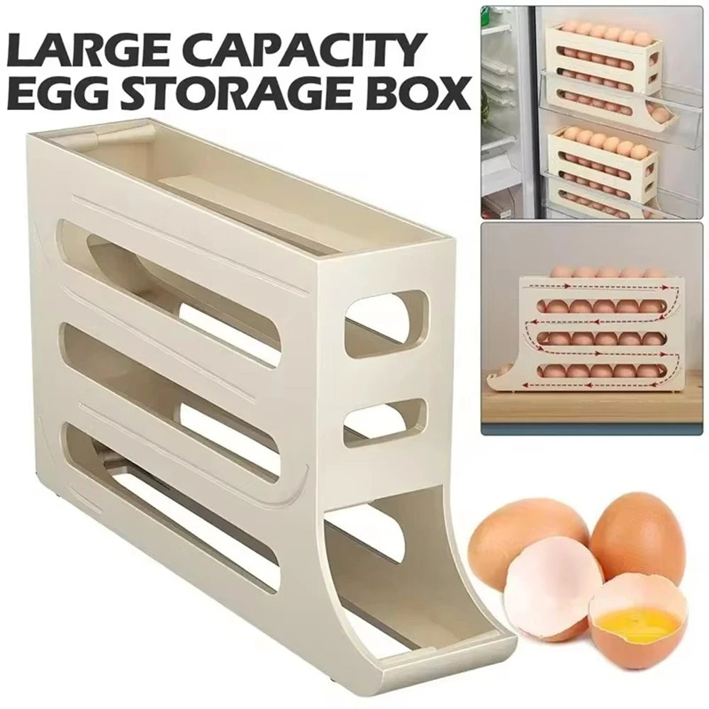 Double-Layer Rolling Egg Holder – Space-Saving Automatic Egg Dispenser for Refrigerator