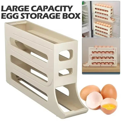 Double-Layer Rolling Egg Holder – Space-Saving Automatic Egg Dispenser for Refrigerator