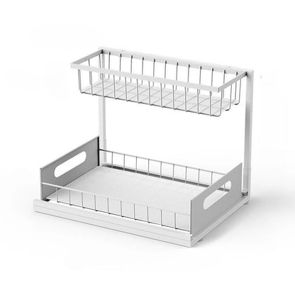 2-Tier Pull-Out Under Sink Organizer – Slide-Out Cabinet Storage Shelf