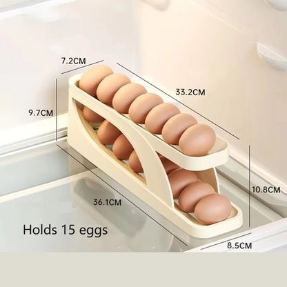 Double-Layer Rolling Egg Holder – Space-Saving Automatic Egg Dispenser for Refrigerator