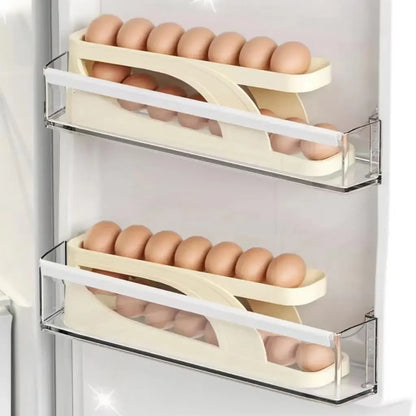 Double-Layer Rolling Egg Holder – Space-Saving Automatic Egg Dispenser for Refrigerator