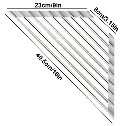 Roll-Up Triangle Dish Drying Rack – Stainless Steel Sink Corner Organizer
