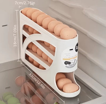 3-Tier Rolling Egg Dispenser & Storage Rack – Holds Up to 24 Eggs