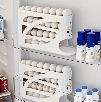 3-Tier Rolling Egg Dispenser & Storage Rack – Holds Up to 24 Eggs